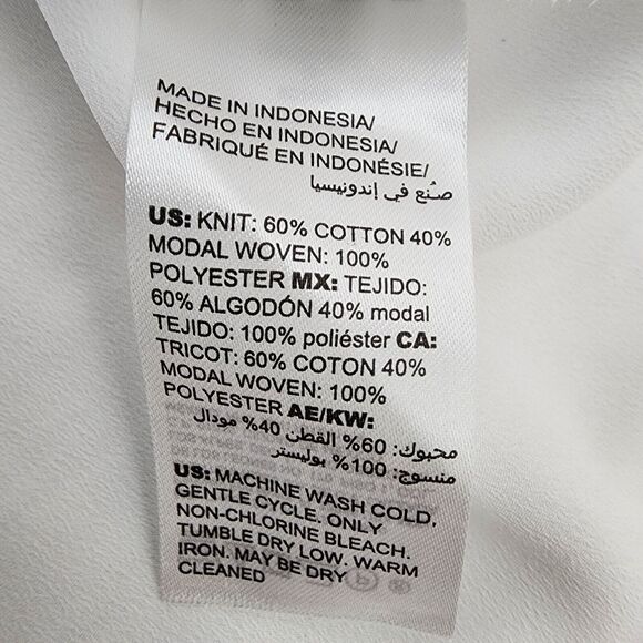 Chico's Tunic Top Womens Size 1 Medium White Layered Knit Woven Split Back Relax - Picture 8 of 9